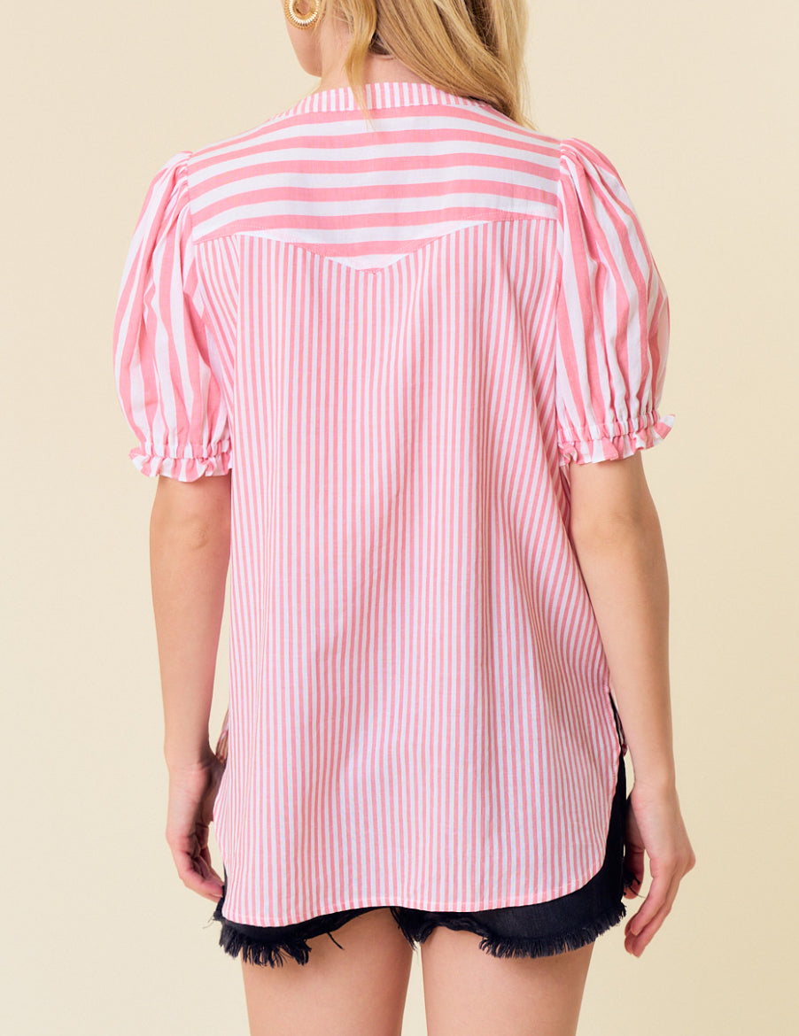 Tickled Pink Striped Top
