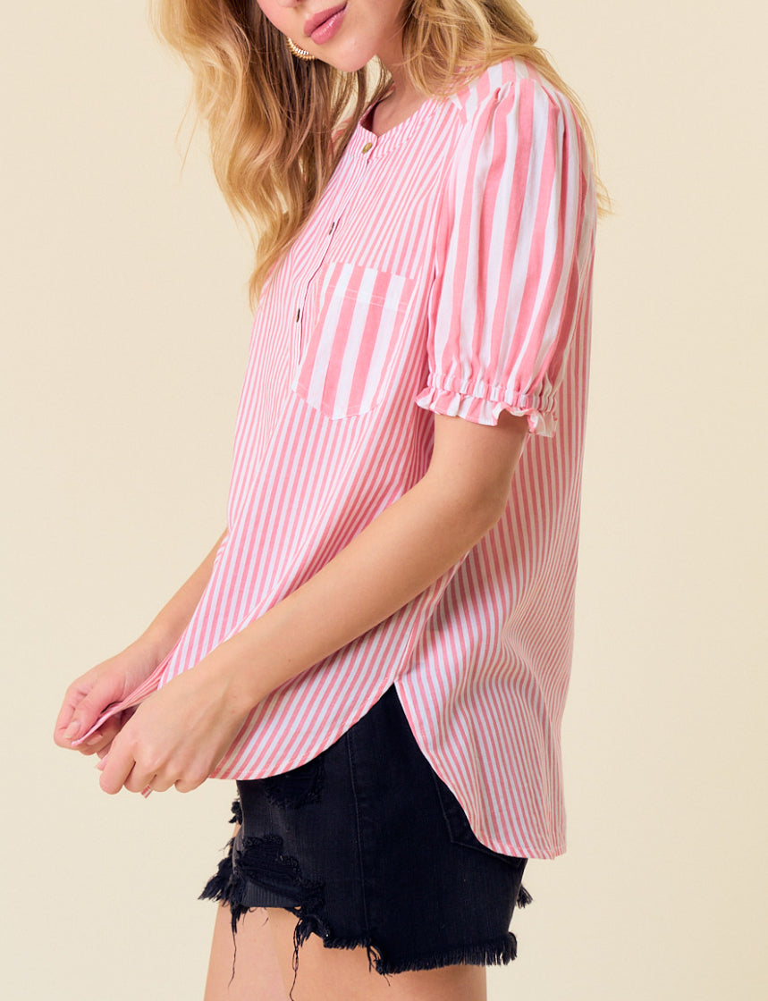 Tickled Pink Striped Top