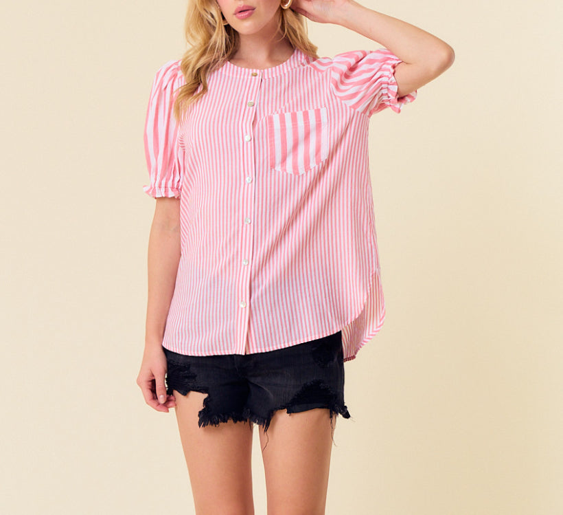 Tickled Pink Striped Top