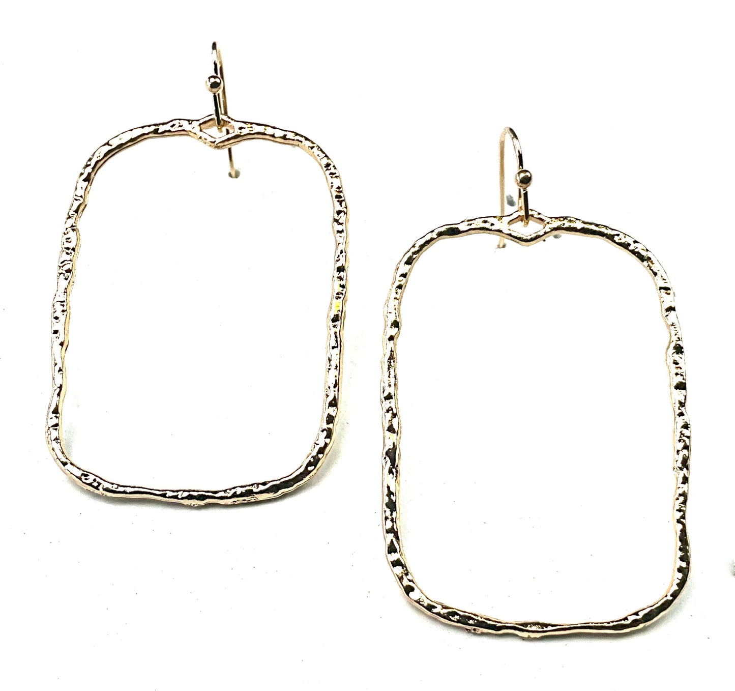 Thin Hammered Rectangle/Silver Earrings