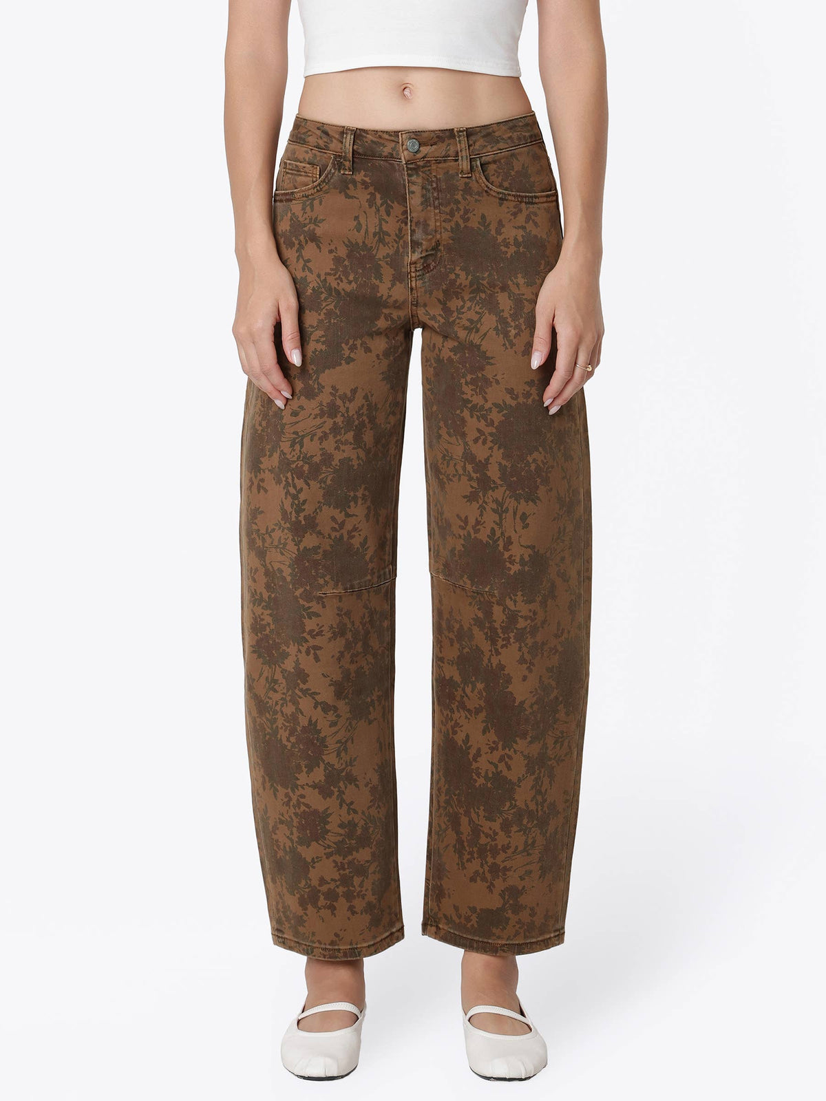 Vintage Floral Barrel Jeans