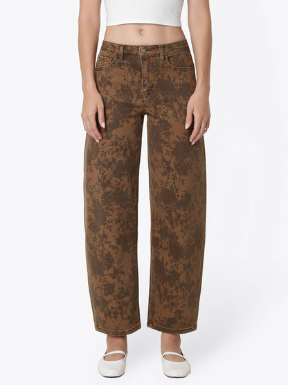 Vintage Floral Barrel Jeans