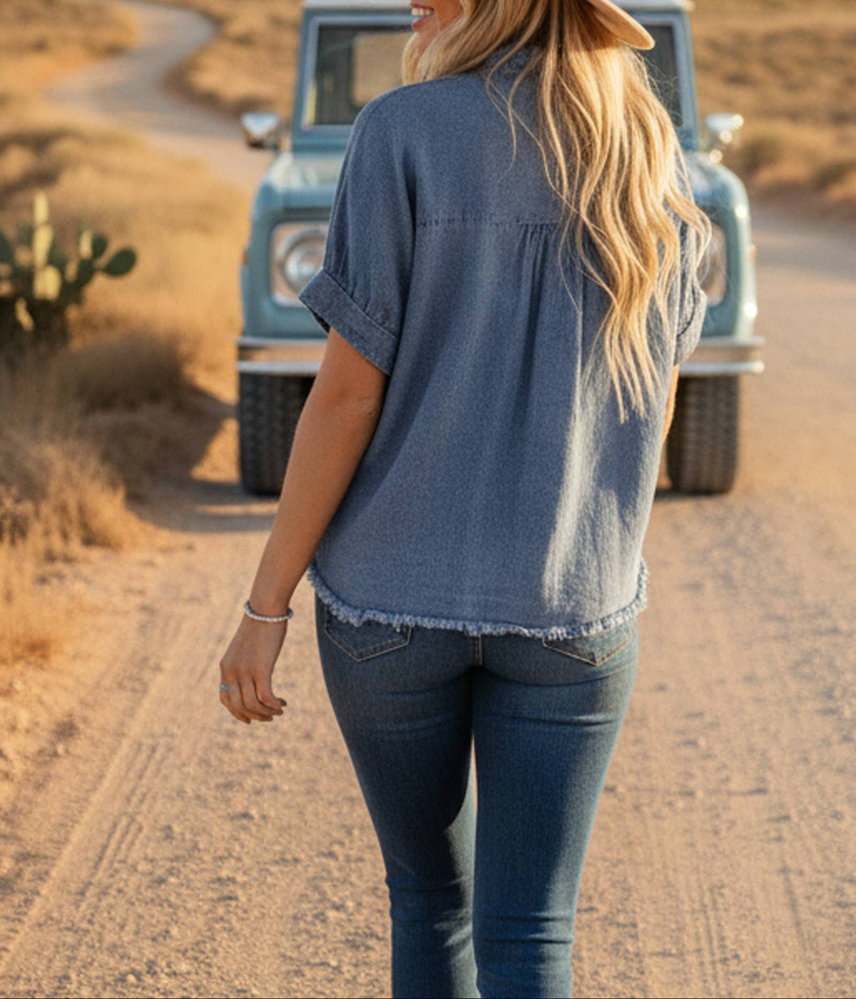 Faryn Frayed Denim Top