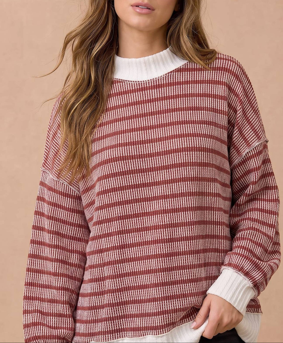 Rosy Ribbed Top