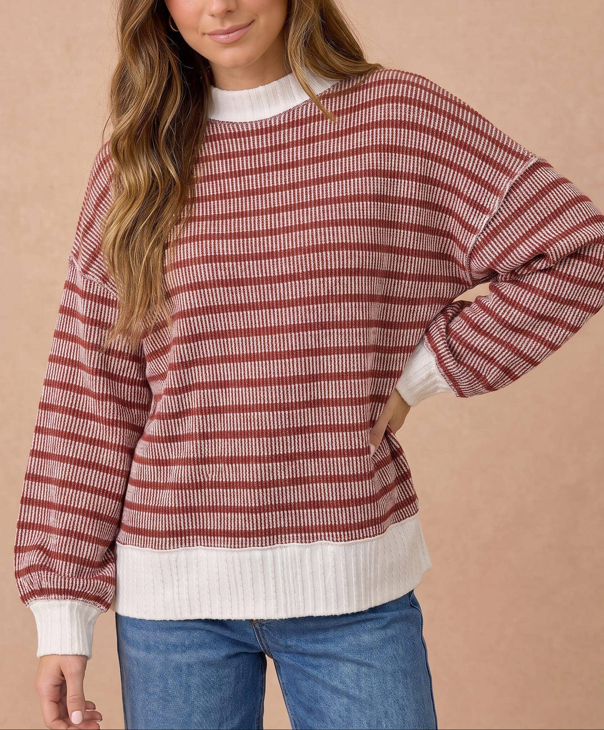 Rosy Ribbed Top