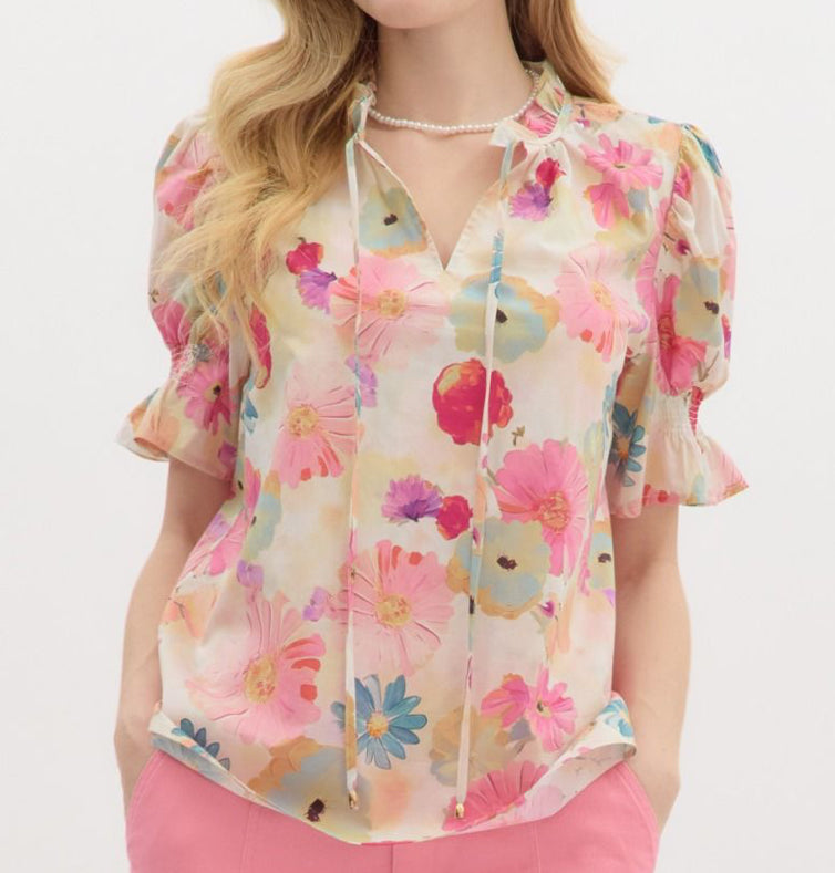 Spring Bloom Smocked Top