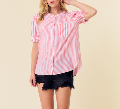 Tickled Pink Striped Top