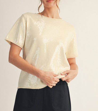 Champagne Shimmer Knit Top