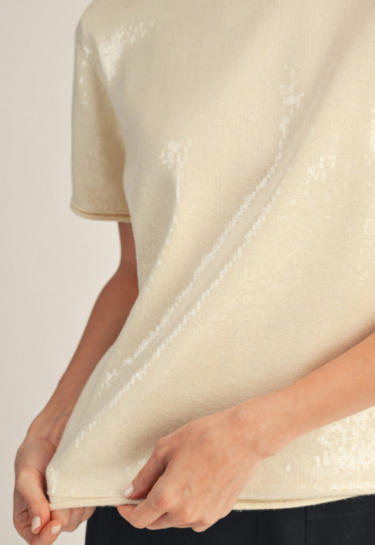 Champagne Shimmer Knit Top