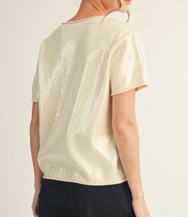 Champagne Shimmer Knit Top