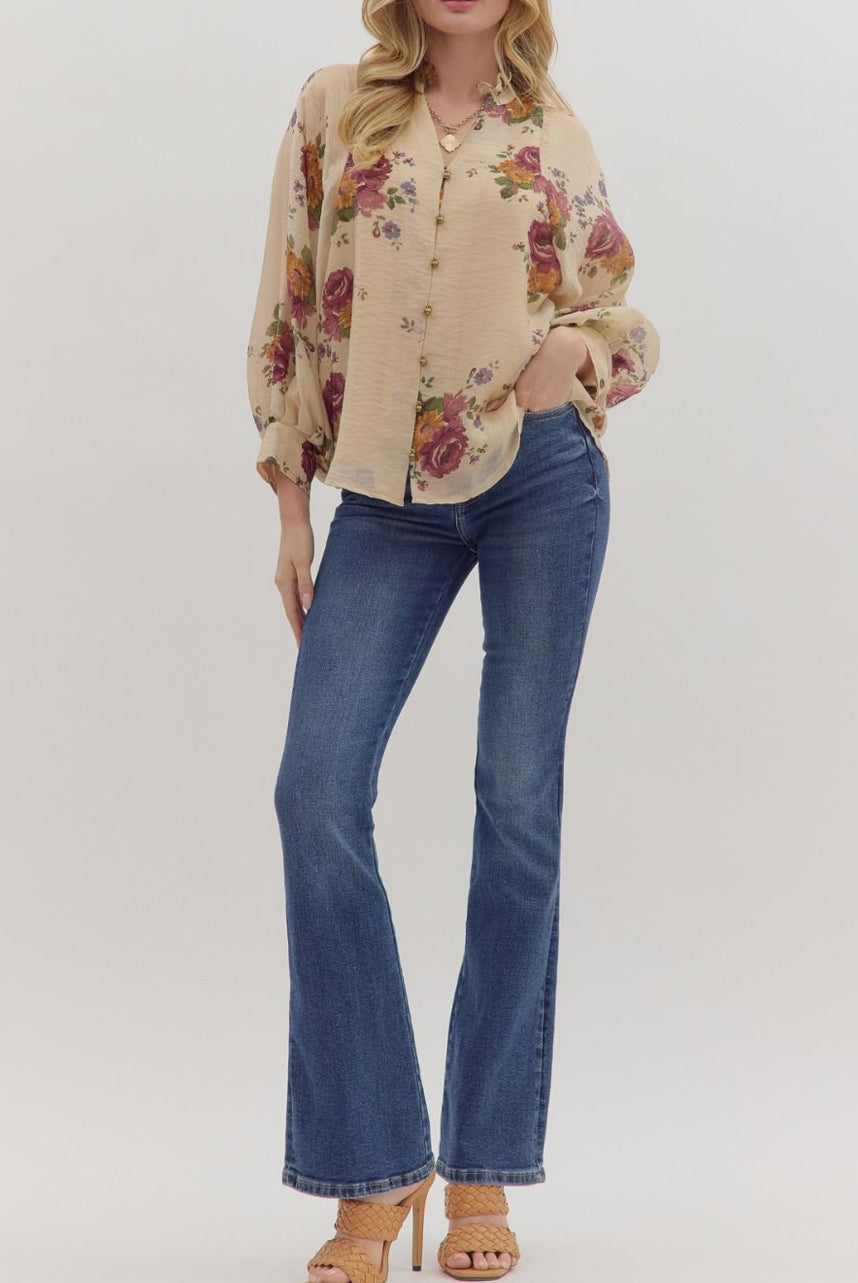 Golden Garden Button Blouse