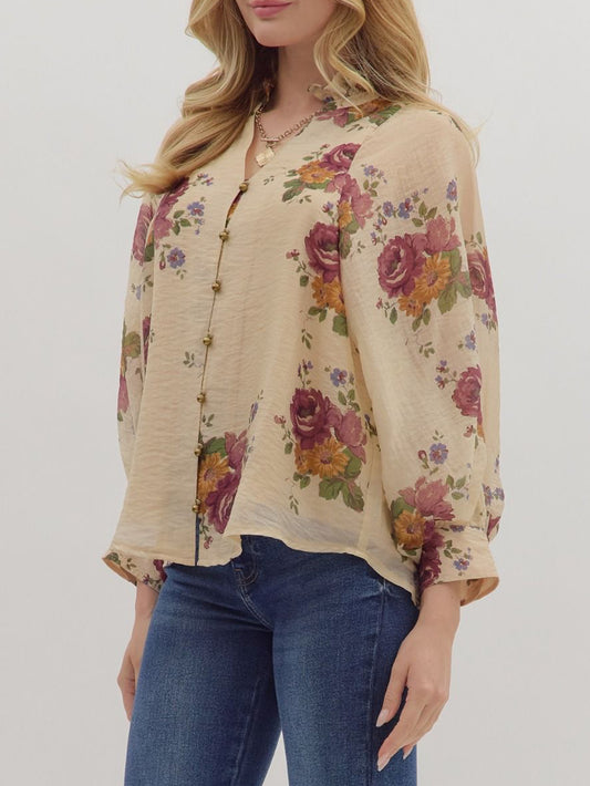 Golden Garden Button Blouse
