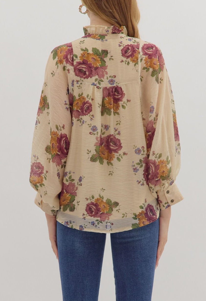 Golden Garden Button Blouse