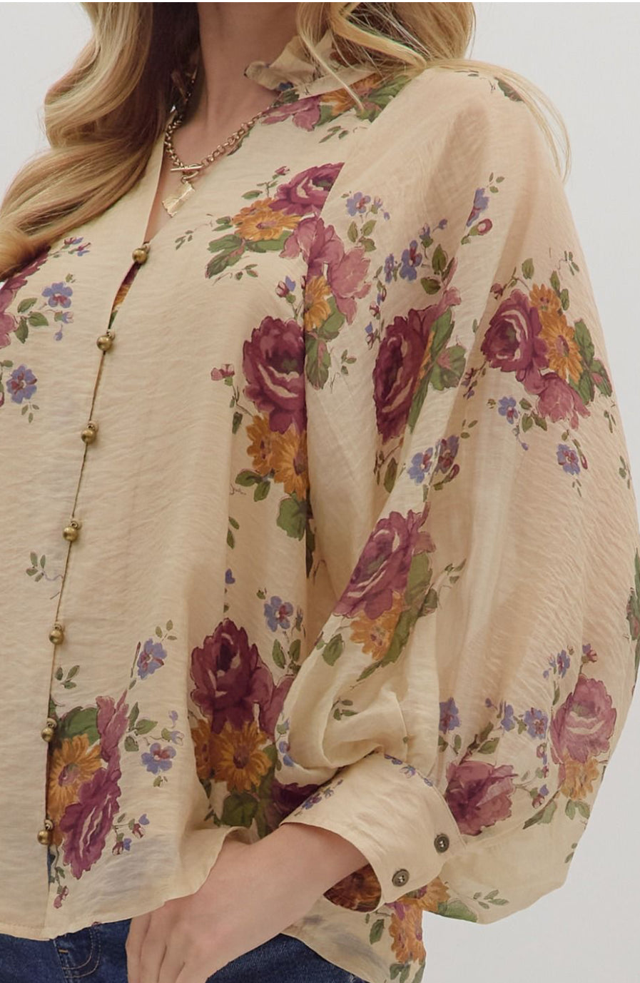 Golden Garden Button Blouse