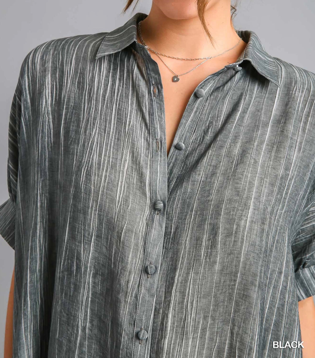 Slate Drift Button-Down Top