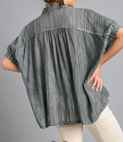 Slate Drift Button-Down Top