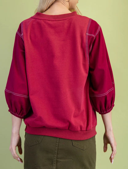 Cora Contrast Stitch Top