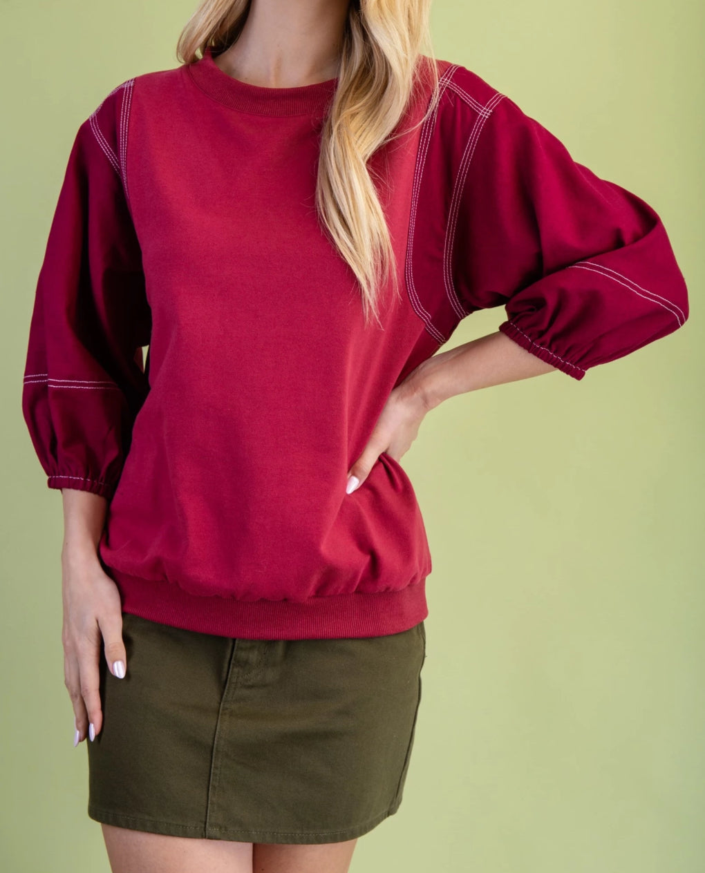 Cora Contrast Stitch Top