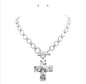 Solid Ground Cross Necklace Silver
