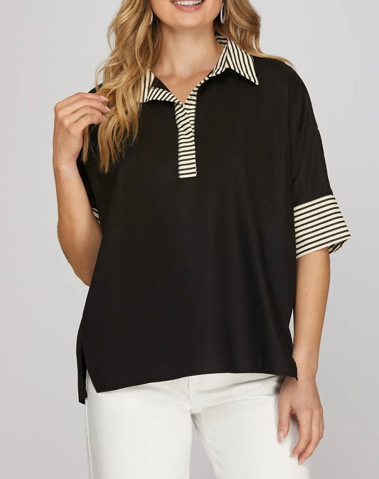 Monroe Contrast Polo Top