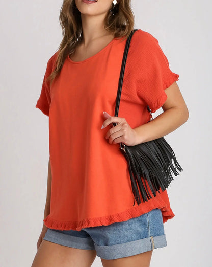 Sunset Fray Hem Top