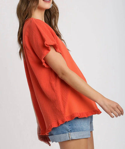 Sunset Fray Hem Top