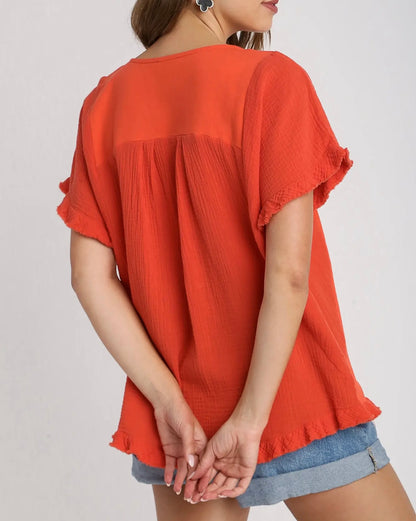 Sunset Fray Hem Top