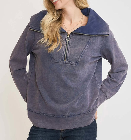 Highland Blue Zip Up Top