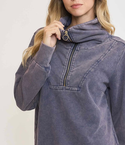 Highland Blue Zip Up Top