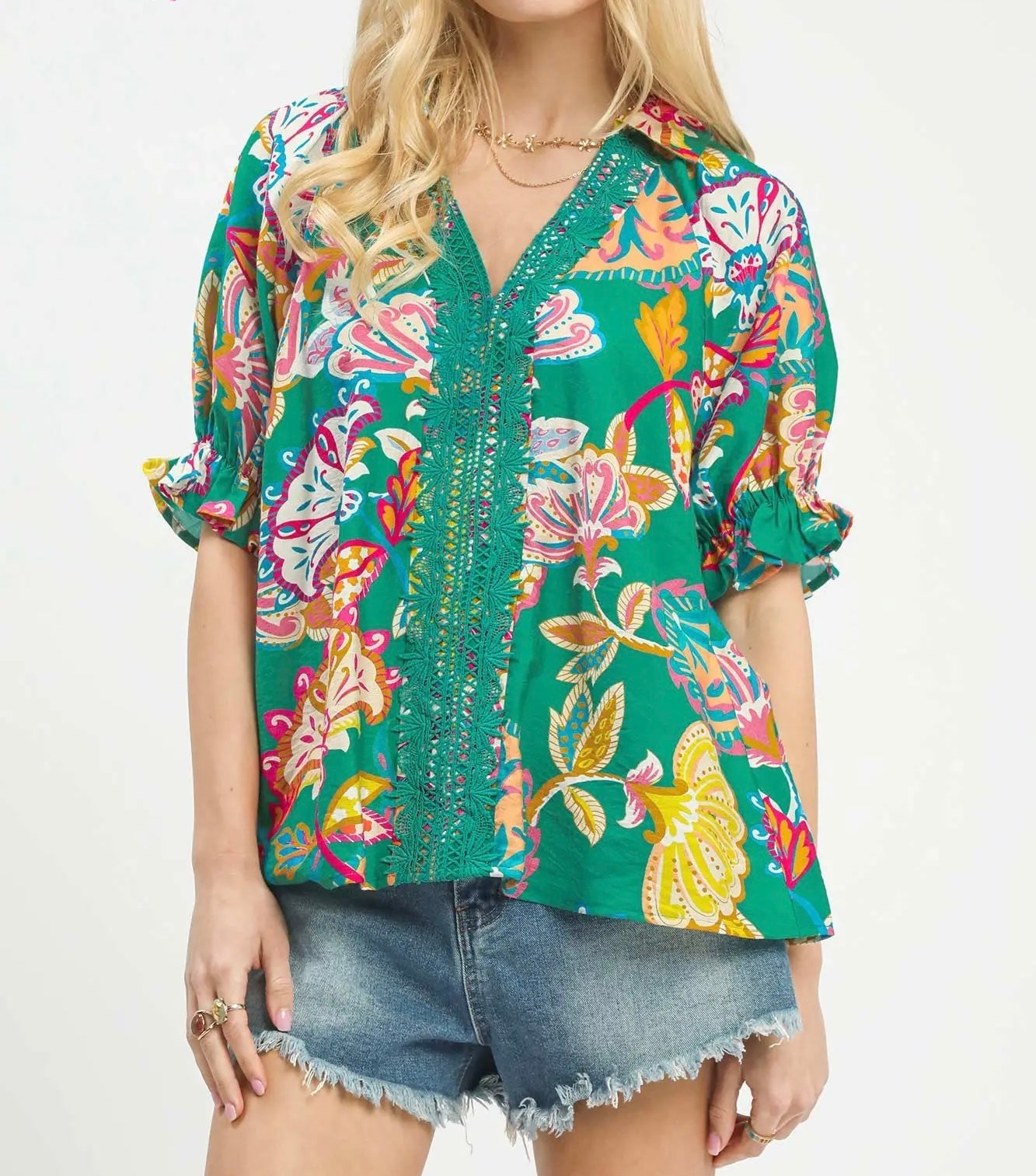 Emerald Boho Paisley Top