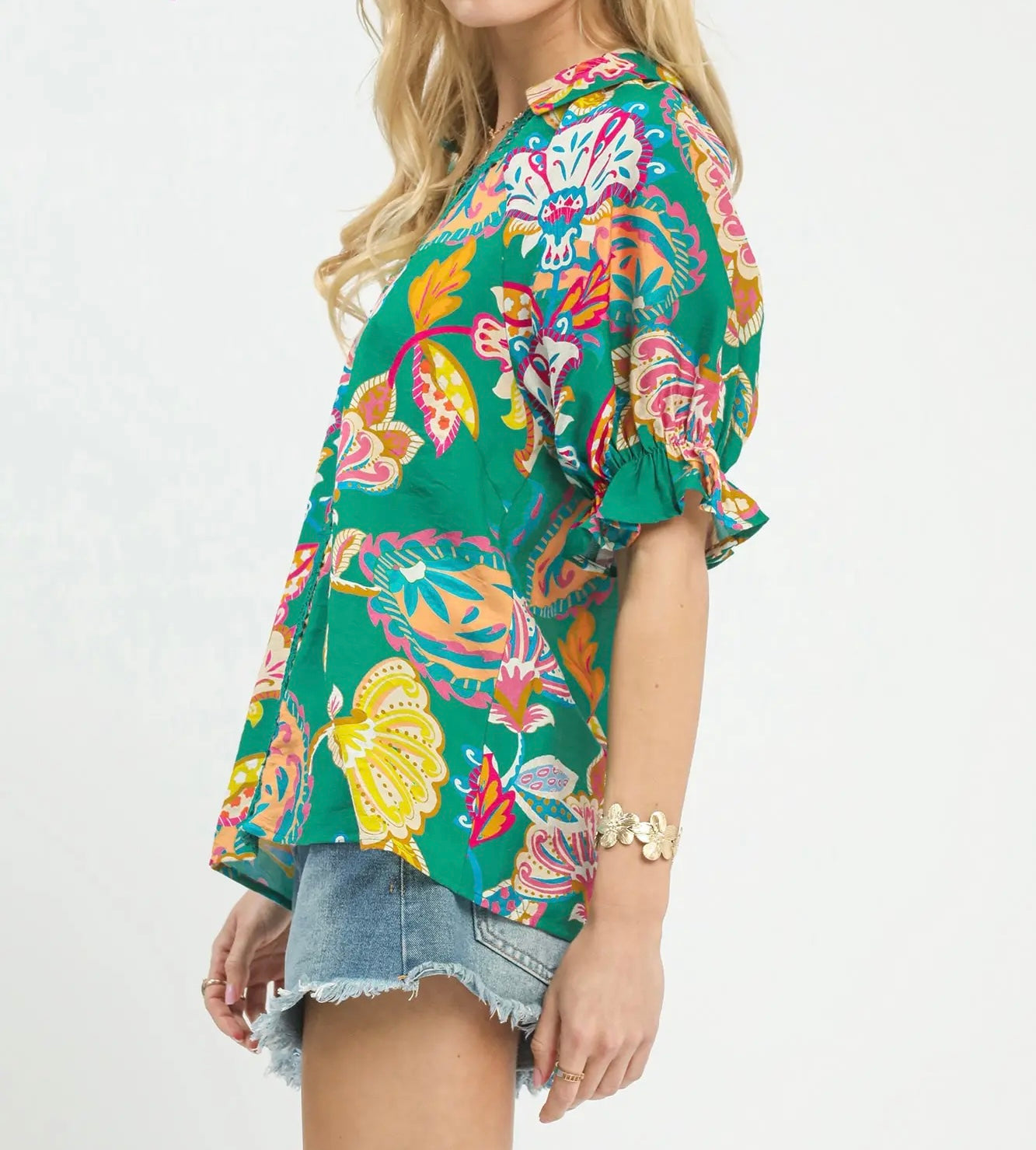 Emerald Boho Paisley Top
