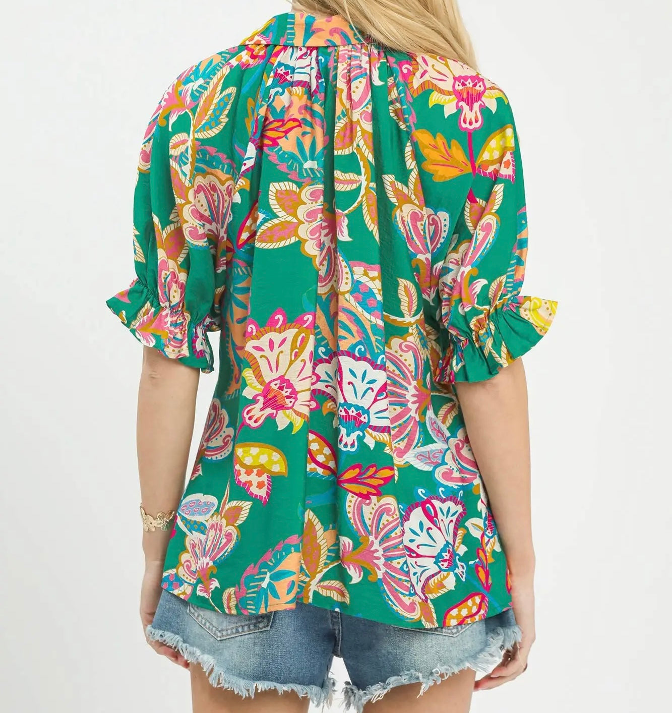 Emerald Boho Paisley Top