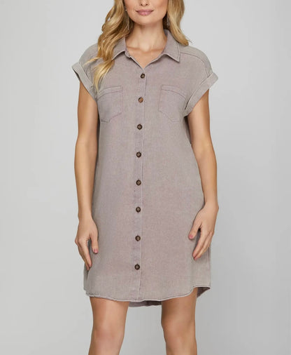 Meet me in Mauve Shirt Dress