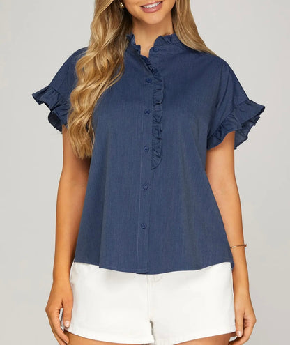 Midnight Ruffle Muse Top