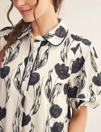 Ink Bloom Mini Dress