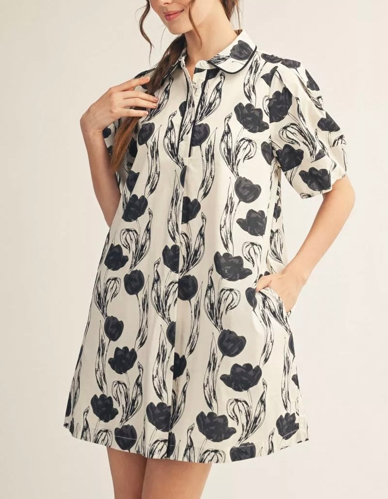 Ink Bloom Mini Dress