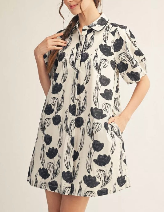 Ink Bloom Mini Dress