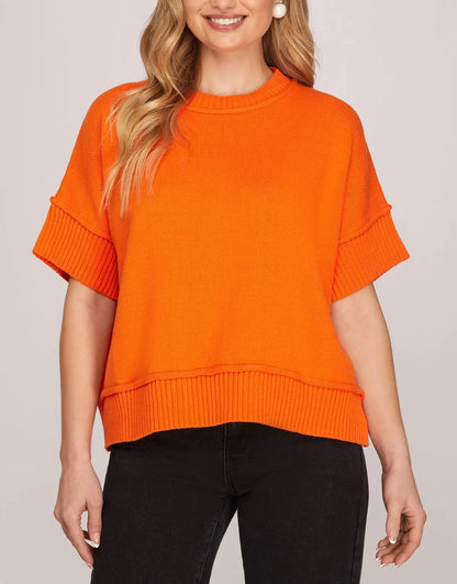 Out West Orange Knit Top