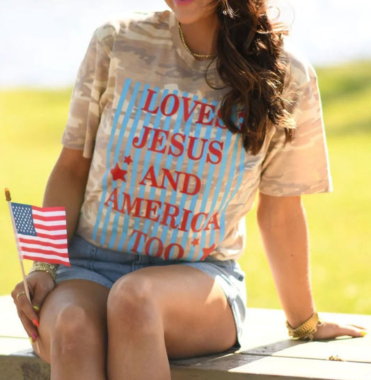 Jesus & America Too Tee