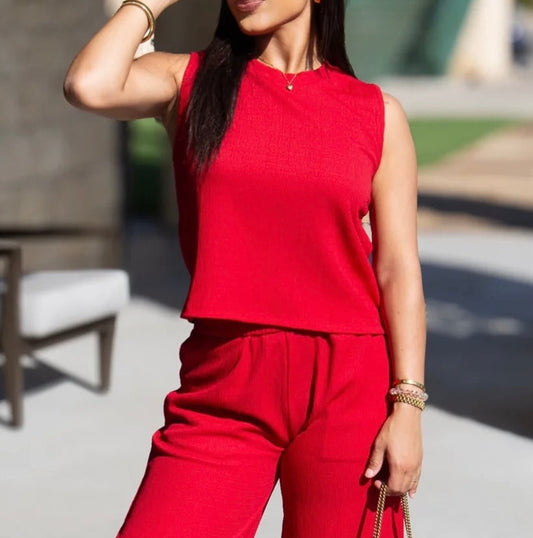 Tinley Textured Tank Red