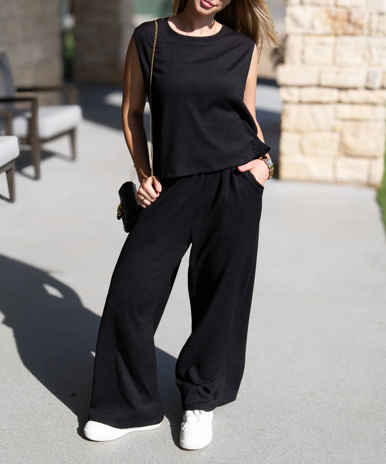 Tinley Textured Pants Black