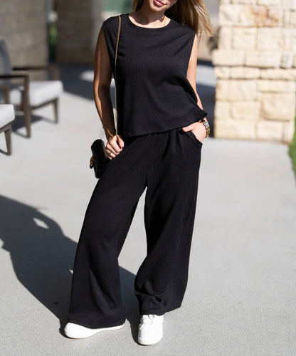 Tinley Textured Pants Black