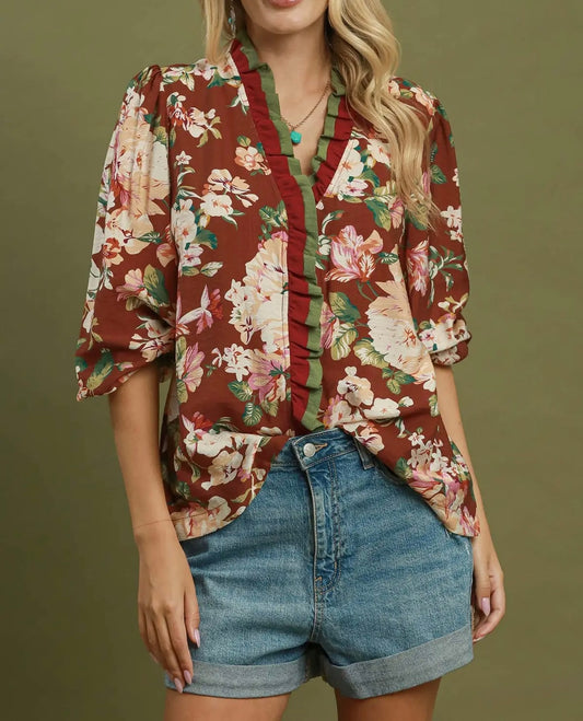 Rosewood Ruffle Top
